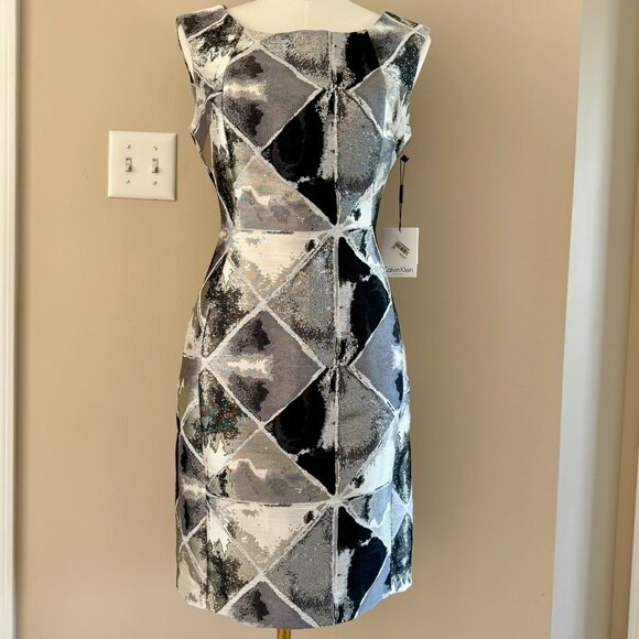 Calvin Klein Black and Gray Geometric Dress - Picture 2 of 7